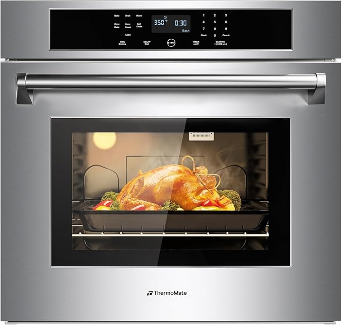 30" Electric Wall Oven with Self-cleaning, CSA Certified, ThermoMate 4.8 Cu.Ft Bilt-in Wall Oven with 8 Functions, 3800W Convection Wall Ovens, Touch Control, Safety Lock, Stainless Steel