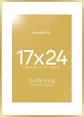 Homeforia 17x24 Picture Frame Gold, High End Metal 17x24 Poster Frames with Mat 13x19 Photo, 17 x 24 Gold Frame Matted to 13 by 19 Print, 24by17 Thin Hanging Frames, Tempered Glass, Wall Kit, Set of 1