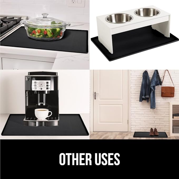 GORILLA GRIP Waterproof Silicone Under Sink Mat with Raised Lip for Kitchen and Bathroom, 46 x 22 in, Cabinet Shelf Liner Stay in Place Mats Dishwasher Safe Drawer Liner, Organizer Tray, Black