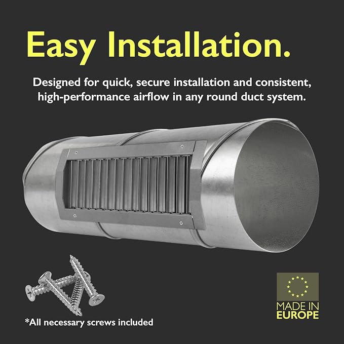 17" x 3" Grille for Round Spiral Duct - Galvanized Steel Register Vent Cover for HVAC Ducting System - 1 Way Adjustable Louver Blades - Air Duct Ventilation Grill Conditioner/Air Exhaust