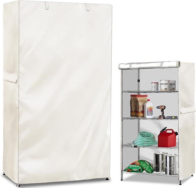 Wire Shelf Cover,600D Heavy Duty 100% Waterproof Shelf Covers for Wire Shelving,Outdoor Storage Shelves Cover for Metal Rack,60" W x 24" D x 72" H,Beige