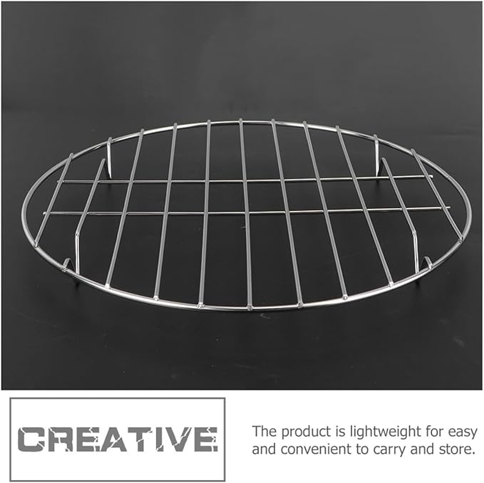 MERRYHAPY 2Pcs Stainless Steel Steak Barbecue Stand and Pizza Baking Rack, 25Cm 28Cm Grilling Shelf for Outdoor Barbecue, Meat Rib Rack Compatible Grill and Oven Cooking