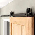 CCJH 8.2FT Sliding Barn Door Hardware Kit, Heavy Duty, Smoothly and Silently, Easy to Install, Fit 49.2" Width Single Door Panel, T-Shaped Style Black