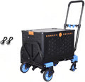 Folding Hand Truck Dolly Capacity Collapsible Heavy Duty Utility Cart with Adjustable Handle Convertible Trolley for Luggage Moving Camping Home Office (Blue Storage Bin Set, Box 55cm*36cm*33cm)