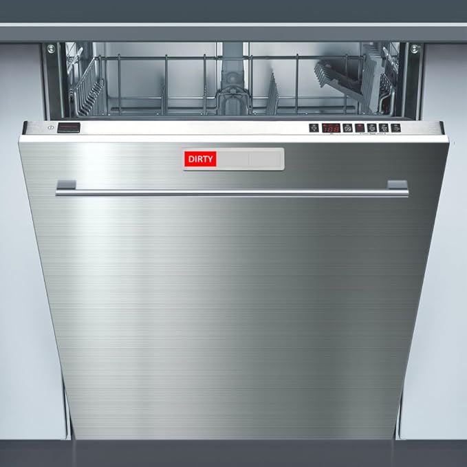 Kichwit Dishwasher Magnet Clean Dirty Dishwasher Running Sign, Works on All Dishwashers, 3 Options, Easy to Switch, Silver