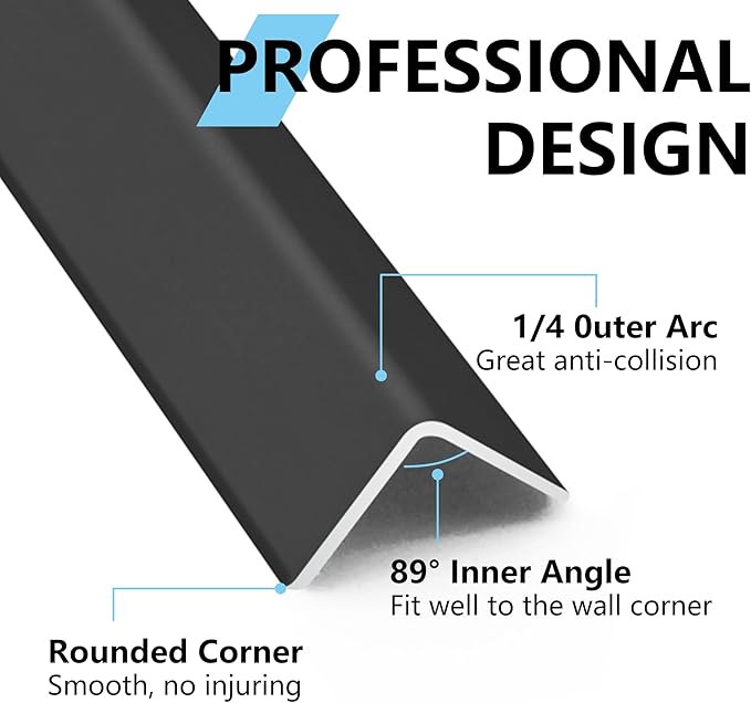 10pcs 48"L*0.59"W Aluminum Self-Adhesive Wall Corner Protectors, Wall Furniture Bumper, Safety Baby Proofing Corner Cushion Table Edge，Wide Coverage and Easy to Install - Black