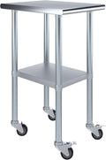 AmGood 18" Long x 24" Deep Stainless Steel Table with Casters