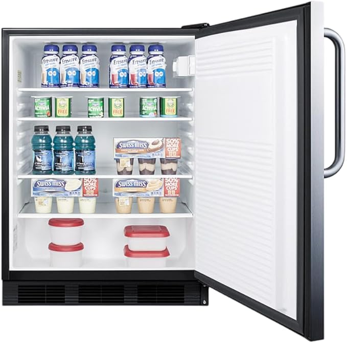 Summit 24" Refrigerator, Undercounter, 5.5 cu.ft. Capacity, ADA Compliant, Stainless Steel - AL752BKCSSLHD (Left Handed Door Swing)