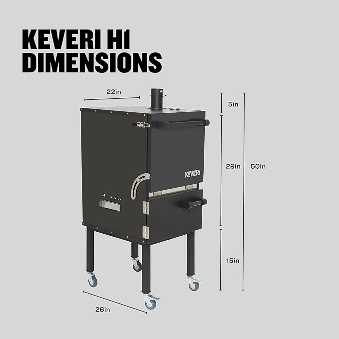 Keveri H1 Black Truffle | Multi-Purpose Charcoal Oven | Grill, Smoker, Roast, Bake, Pizza Oven