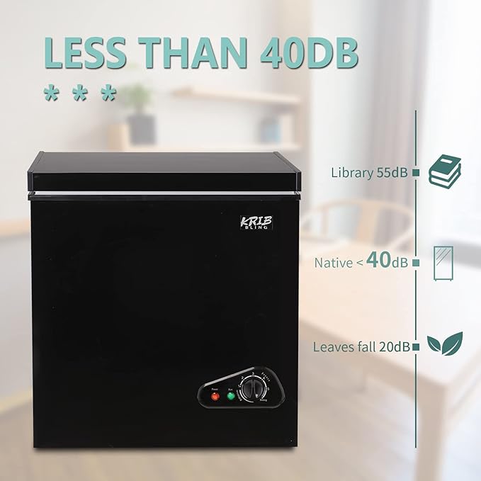 Compact Chest Freezer with Removable Basket, 5.0 Cu.ft Top Door Open Freestanding Deep Freezer with 7-Level Temperature Adjustment, Ideal for Home, Kitchen & Office, Black