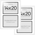 Homeforia 14x20 Double Diploma White Frame, High End Oak 14 x 20 Certificate Wood Frames with Mat for Two 8.5x11 Diplomas, 20x14 Wooden Dual Award Graduation Frames, Tempered Glass, Wall Kit, Set of 2