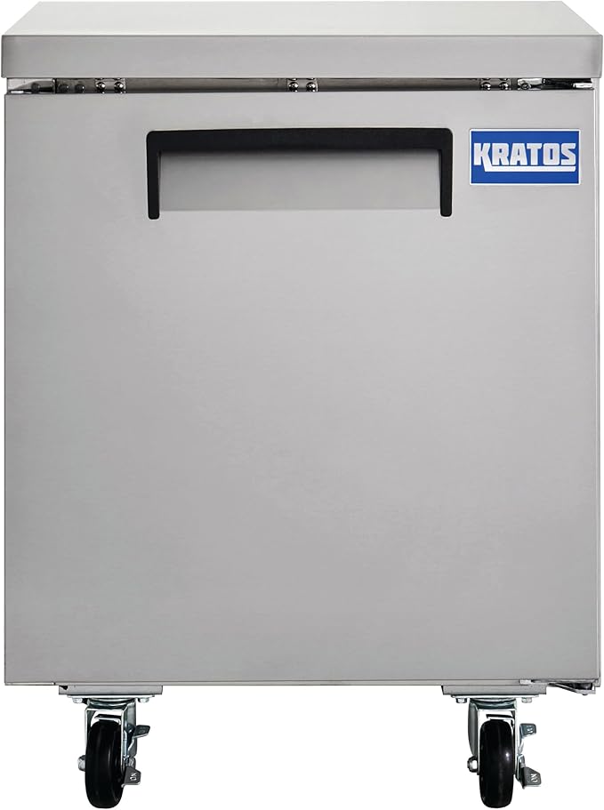 Kratos Commercial Undercounter Freezer, 1 Door 27" Wide All Stainless Steel Mobile Freezer for Restaurants, 5.5 Cubic Ft, 115V (67K-304)