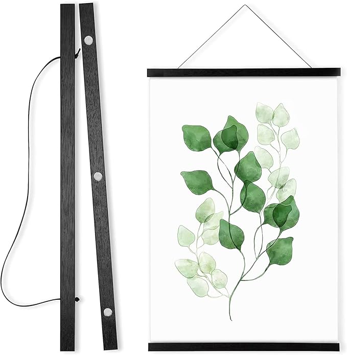 WITCOLOR Magnetic Poster Hanger Frame - 16x20 16x24 16x12 Wooden Poster Frame, Solid Black Color Wood, Strong Magnets for Easy Hanging Posters Maps Pictures Canvas Wall Art Christmas Decor