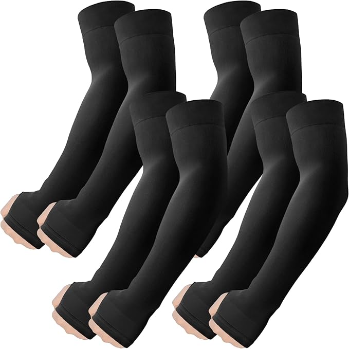 Arm Sleeves with Thumb Hole, Cooling UV Protection Compression Tattoo Cover Up for Men/Women