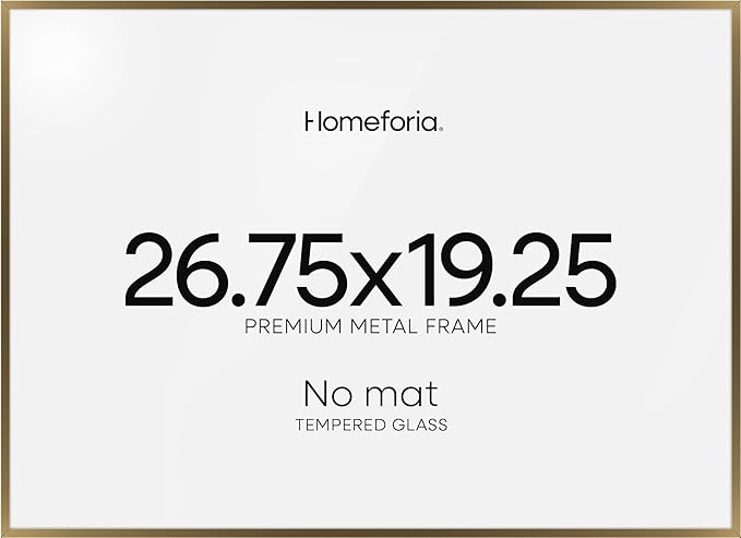 Homeforia 19.25x26.75 Bronze Puzzle Frame, High End Metal 19.25 by 26.75 Picture Frames without Mat, 26.75x19.25 Brass Art Frame for Wall, 19.25by26.75 Puzzle Frames, Tempered Glass, Wall Kit, Set of 1