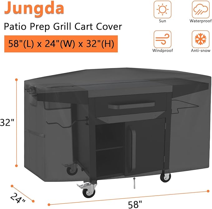 Outdoor Prep Table Cover for Blackstone ProSeries 28" Prep Grill Cart,Waterproof Outdoor Pizza Oven Cart Cover,Patio BBQ Grill Stand Covers - 58 X 24 X 32 Inch