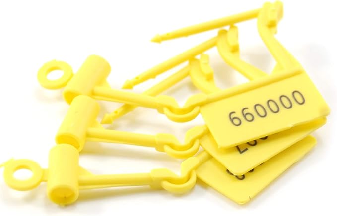 Plastic Security Padlock Seals Numbered Security Tags - Tamper Proof Disposable Locks for Luggage Medical Clothing (1000 PCS) (Yellow)