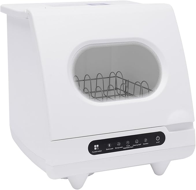 1200W Countertop Dishwasher with 5L Built-In Water Tank Mini Dish Washer with 5 Washing Programs and 360° Dual Spray,Compact & Convenient Mini Dishwasher,Tank Leak Proof Drying for Kitchen,Office,RV