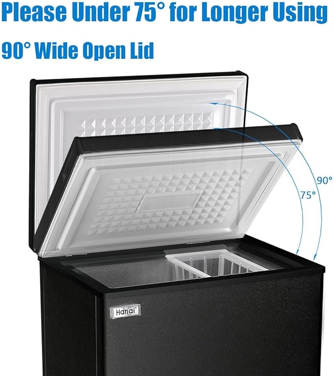 Chest Freezer Small Deep Freezer WANAI 3.5 Cu.Ft Mini Freezer Black Free-Standing Top Door Freezer Adjustable 7 Thermostat and Removable Basket Open Deep Freezer Apartment Kitchen, Black