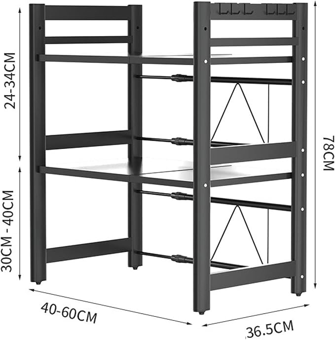 Microwave Storage Rack Microwave Oven Rack, Retractable Counter Toaster Storage Stand Shelf Kitchen Counter Shelf Microwave Mount Stand/3Tier