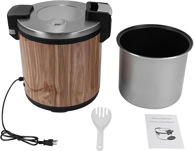 120 Cup Large Capacity Commercial Rice Cooker Warmer with Nonstick Inner Pot, Adjust Temper Soup Warmers Sushi Rice Warmer for Restaurant Party Family, Only Warm Function (Wood Grain Style)