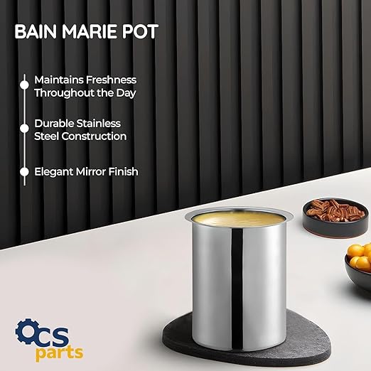 OCS Parts 3-Pack 1.25 Quart Bain Marie Pot | 5.75" x 3.75" Stainless Steel Pot for Warm or Cold Food, Sauces, Soups, or Organizing Cooking Utensils