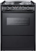 Summit Appliance TEM610CRW 24" Wide Slide-in Electric Range in Black with Oven Window, Light, Lower Storage Compartment, Broiler Pan, Chrome Drip Pans, Recessed Oven Door, Push-to-turn Burner Knobs