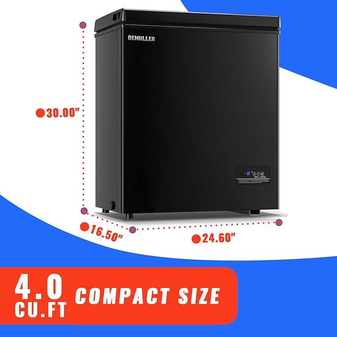Mini Chest Freezer Top Open Door Small Freezer Deep Freezer with Removable Storage Basket for Home Kitchen Garage Black