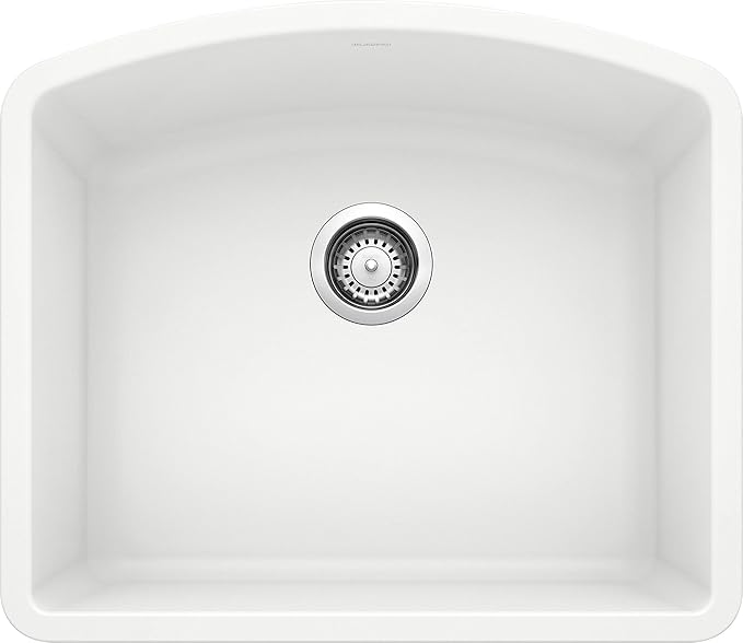 BLANCO, White 440175 DIAMOND SILGRANIT Single Bowl Undermount Kitchen Sink 24 x 20-13/16-Inch