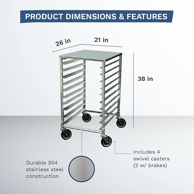 Commercial Knockdown 10-Tier Aluminum End Load NSF Sheet/Bun Pan Rack with Worktop (28W-172)
