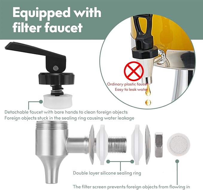 4.5 Gallon Drink Dispensers for Parties, Beverage Dispenser with Stand, Commercial Hot Cold Juice Dispenser with Ice Container and Stainless Steel Drip Trays for Beer, Water Lemonade