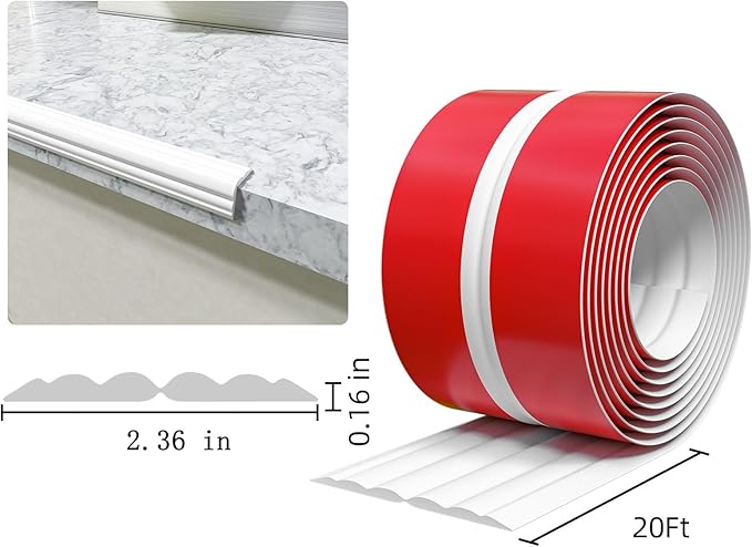 Wall Corner Protector & Edge Guard，Peel and Stick Wall Trim Moulding Inside & Outside Corner Molding Trim Caulk Strip, Self Adhesive Trim for Wall Edge,Ceiling,Countertop, 2.36” W x20’ L，White