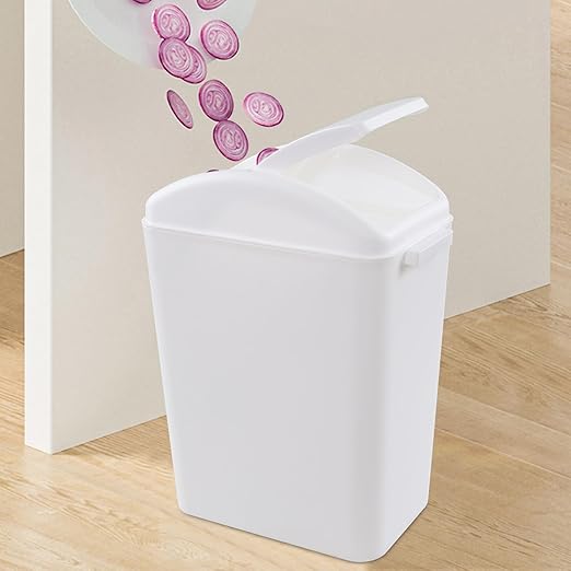Vababa 3-Pack 4.5 Gallon Plastic Trash Can with Swing Lid, Swing-Top Waste Can, White
