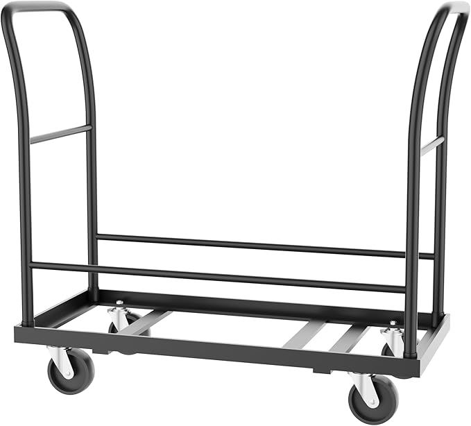 Folding Chair Rack, 300LB Load with Dual Handles, Heavy-Duty Storage Chair Dolly for 25 Chairs, All-Terrain Wheels, Commercial Cart for Events, Church, School, Weddings, Black