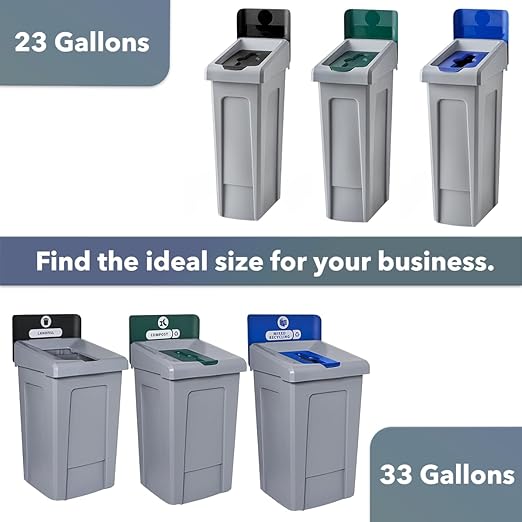 33 Gallon Landfill Waste Bin with Open-Top Lid – Heavy-Duty Commercial Trash Can with Liner Cinches and Venting Channels – for Offices, Schools, and Restaurants