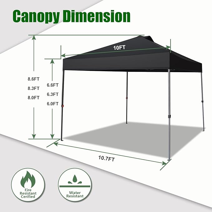 Eurmax USA NOMATTER ONE-Person Open&Close 10x10ft Pop Up Canopy Tent，Portable Shelter Canopy for Outdoor Events，Instant Canopies, Temporary Sunshade,Bonus 4 Sand Bags(Forest Green)