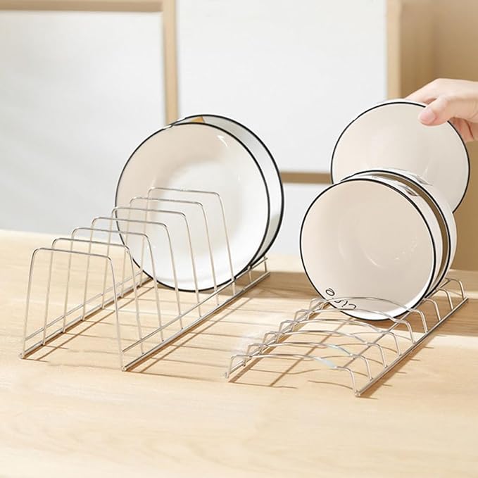 BESPORTBLE Stainless Steel Dish Drying Rack Bowl Holder Plate Draining Rack Kitchen Tableware Storage Organizer for Countertop Dishwasher Cabinet Use