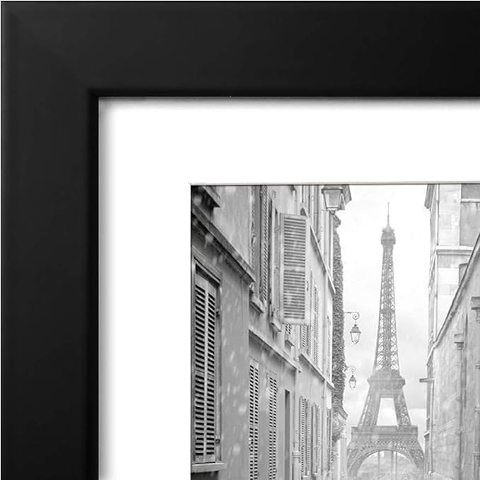 Americanflat 9x12 Picture Frame with Shatter-Resistant Glass - Use as 6x8 Frame with Mat or Display 9x12 Photo Without Mat - Signature Collection - Picture Frames for Tabletop and Wall Display - Black