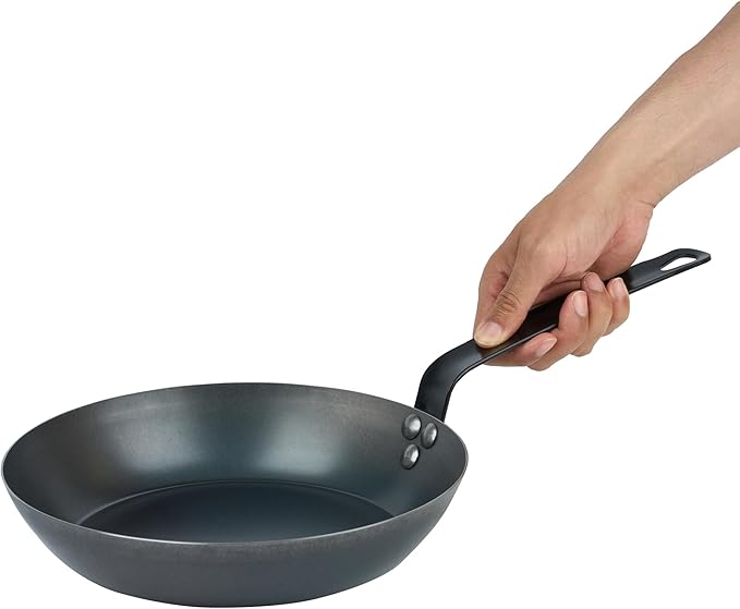 Restaurantware-Met Lux 10 Inch Fry Pans, 6 Lightweight Frying Pans - Induction-Ready, Triple-Riveted, Black Carbon Steel Cooking Skillets, Durable, For Searing, Sauteing, And Browning Food