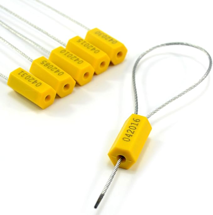 Leadseals(R) 500 Anti-Tamper Proof Security Cable Seals Disposable Self-Locking Padlock Shipping Security Tags Numbered(Pack of 500 PCS) (Yellow)
