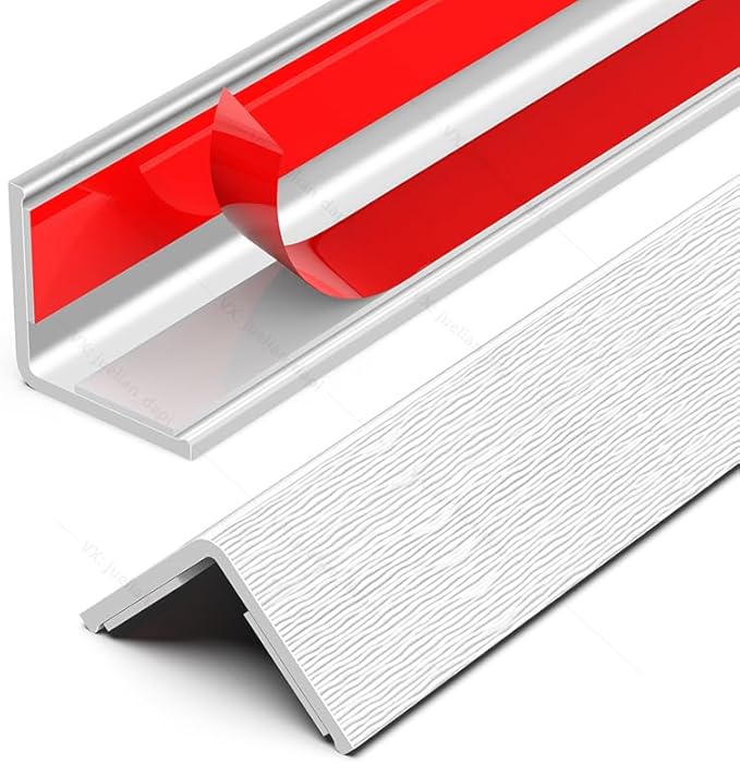 ‎Frychee Wall Corner Protector, Walls Edge Protector，Self-Adhesive Wall Corner Guards,PVC Double Side Edge Protector， Furniture Stairs Guard (White Wood Grain 2PCS 100cm/39.37in)