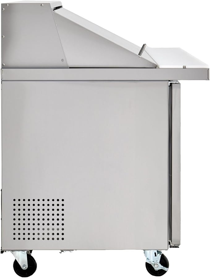 Kratos Commercial Refrigerator, Mega Top Sandwich/Salad Prep Table, 70" Wide Three Door Stainless Steel Refrigerated Prep Table with 30 Food Pan Capacity (67K-037)