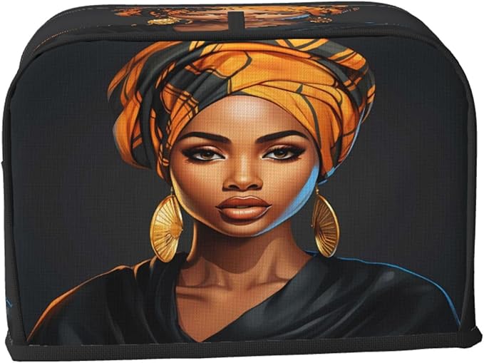 Toaster Cover 2 Slice African Women Waterproof Appliance Cover with Hang Loop Bread Baker Toaster Cover for Kitchen