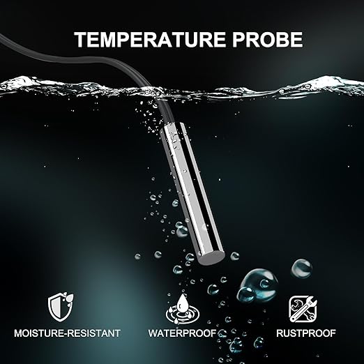 DROK 10K Temperature Sensor Probe 4pcs, 1 Meter Waterproof Stainless Steel NTC Temperature Probe for Various Water Dispensers, Air Conditioners, Refrigerators, Freezers, Water Heaters, Dishwashers