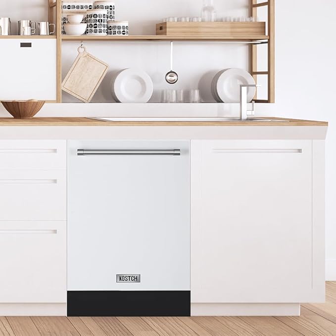 KOSTCH 24 inch Built-In Dishwasher,Top Control 8 Wash Programs Slide In Dish Washer Machine with Third Rack,Large Capacity 15 Place Settings, ENERGY STAR Certified, 45-dBA Ultra-Quiet (White)