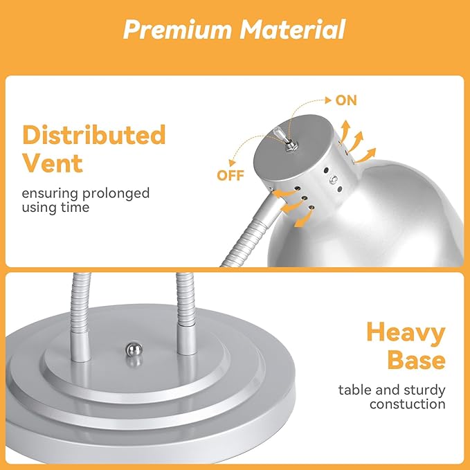 Food Heat Lamp,500W Commercial Food Warmer Lamp,Adjustable Food Warming Light with 3 Bulbs,2 Head Catering Heating Lamp for Kitchen Cafeteria Restaurant Buffet Parties