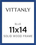 Vittanly 11x14 Picture Frame, Solid Wood Frame with Plexiglass, Includes 8x10 Mat, Wall Hanging for Photos, Home Decor, Royal Blue, 1 Pack