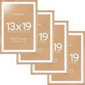 Homeforia 13x19 Picture Frame Wood, High End Natural Oak 13x19 Light Wooden Poster Frame with Mat 11x17, 13 x 19 Frames Matted to 11 x 17 Photo, 19x13 Hanging Frame, Tempered Glass, Wall Kit, Set of 4