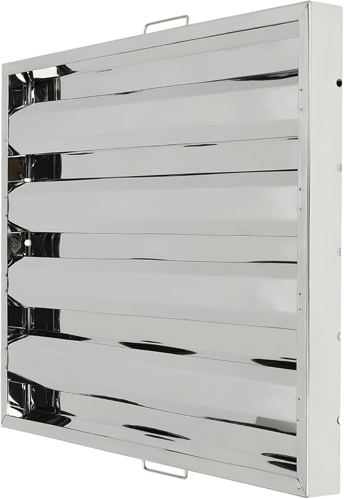 Range Hood Filter, 6Pcs Stainless Steel Exhaust Range Hood Filter, 19.5"W x 24.5"H Commercial 4 Grooves Stove Hood Vent Filter Replacement for Home Kitchen Restaurants Silver