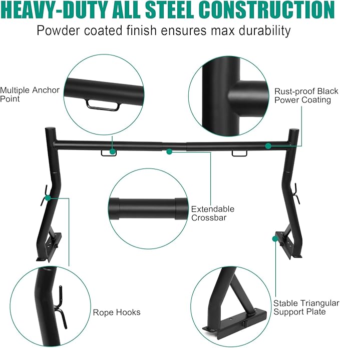 Non-Drilling Truck Rack, Heavy Duty Steel Extendable Truck Bed Ladder Rack, Fit for 52" to 71" Wide Truck Bed, 800 lb. Capacity